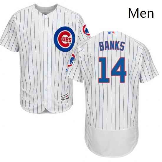 Mens Majestic Chicago Cubs 14 Ernie Banks White Home Flex Base Authentic Collection MLB Jersey
